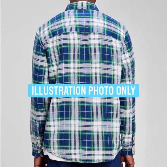 NEW GAP Plaid Shirt Long Sleeve Gray Medium Men’s - Picture 4 of 15